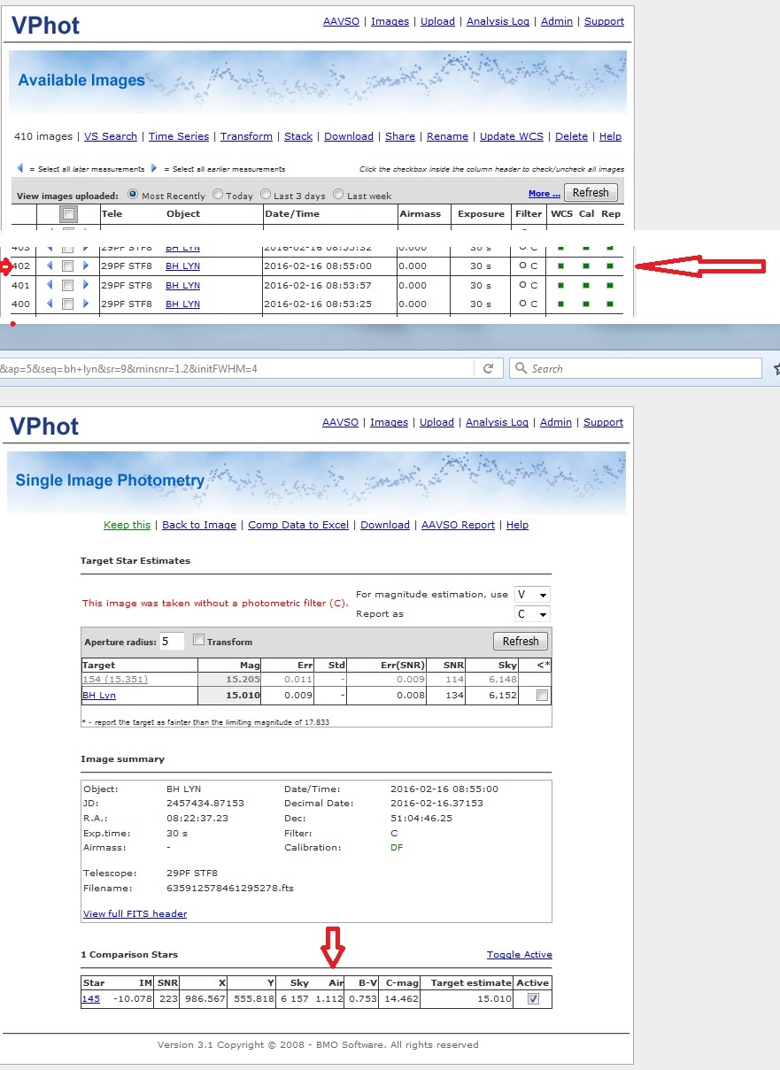 VPHOT does calculate Airmass